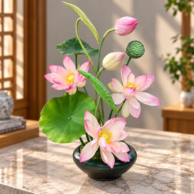 Hoa Sen Hồng An Nhiên – Tác Phẩm Trang Trí